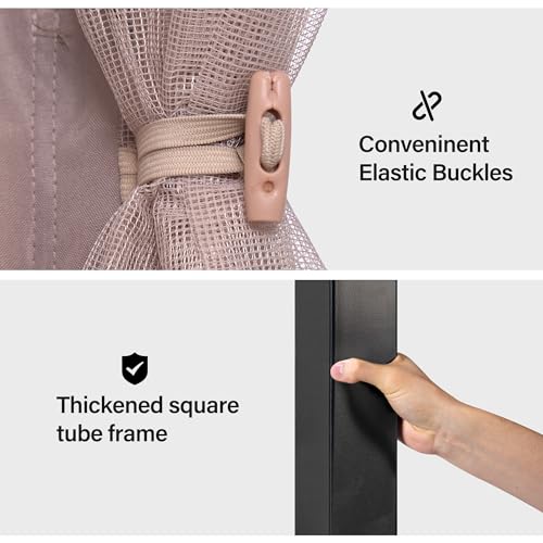 LAUSAINT HOME Outdoor Patio Gazebo with Expansion Bolts, Double Roof Soft top Gazebos Shelter Party Tent with Mosquito Nettings and Privacy Screens for Backyard, Deck, Garden, Lawn (8×8, Khaki)