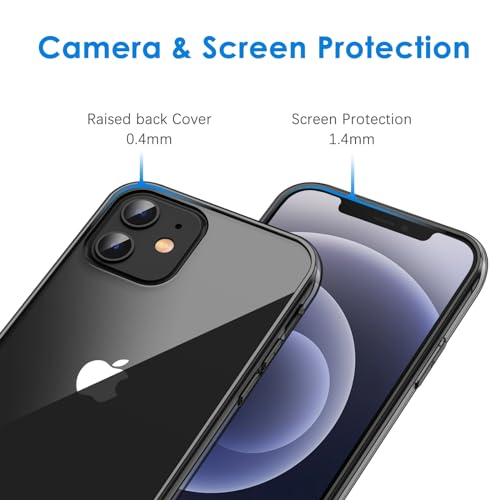 JETech Case for iPhone 12 Mini 5.4-Inch, Non-Yellowing Shockproof Phone Bumper Cover, Anti-Scratch Clear Back (Black)
