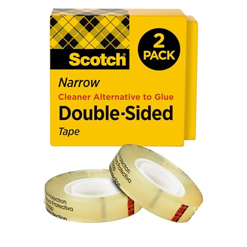 Scotch Double Sided Tape, Office and School Supplies for Arts and Crafts, Alternative to Scrapbooking Tape, 0.50 in. x 500 in., 2 Refill Tape Rolls