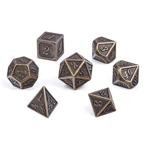 Metal DND Dice, DNDND 7 PCS Glow in The Dark Metallic D&D Dice Set with Grogeous Gift Case for Dungeons and Dragon Tabletop Game (Glow in The Dark Pink)