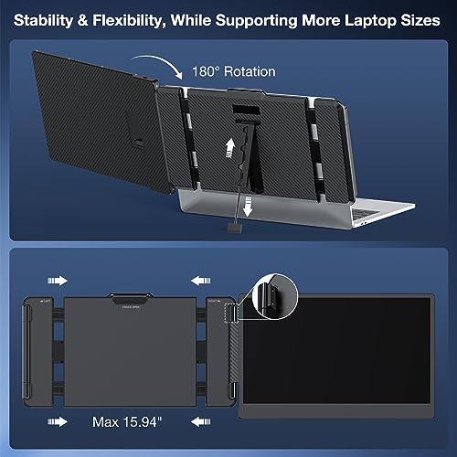 Kwumsy L1 Portable Monitor for Laptop, 12.3" IPS FHD High Brightness 600CD/㎡Gaming Monitor with Foldable Kickstand/Dual Speakers, Travel Touch Screen Monitor for Windows Mac PC Laptop Phone PS5/Switch