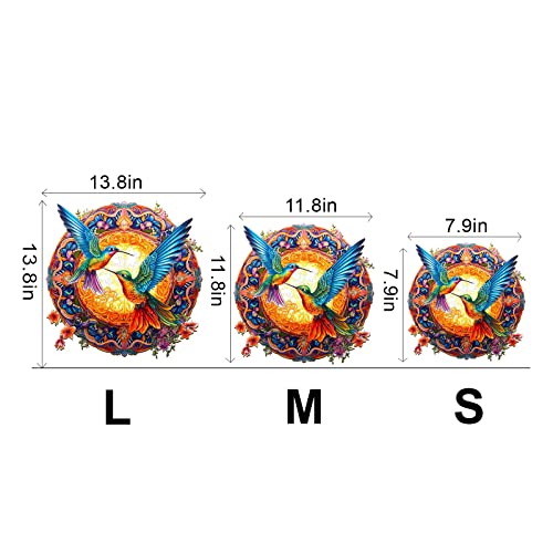 Woodemon Wooden Jigsaw Puzzles, Mandala Hummingbirds Wooden Puzzles for Adults and Kids, Unique Shape Animal Wooden Puzzle, Wood Puzzles Adults, Perfect Christmas Birthday Gift Game 100pcs-S-7.9*7.9in