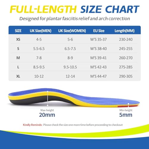 Women Heavy Duty Arch Supports Inserts Women Orthotics Flat Feet Inserts Relieve Heel Arch Pain Boot Work Shoe Insoles,XS