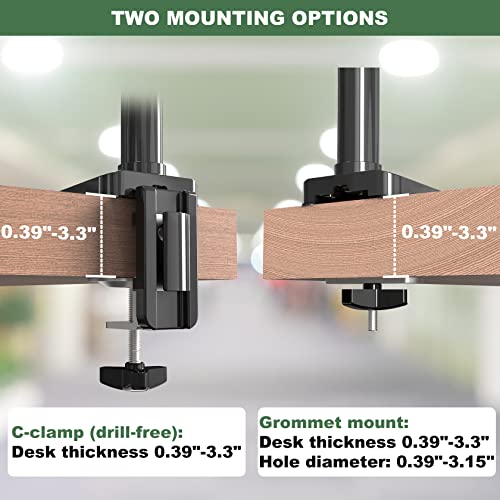 UPGRAVITY Triple Monitor Mount, 3 Monitor Desk Mount for Three Flat/Curved Computer Screens up to 27 inch, Fully Adjustable Gas Spring Triple Monitor Arms Hold up to 17.6lbs, VESA 75x75/100x100mm