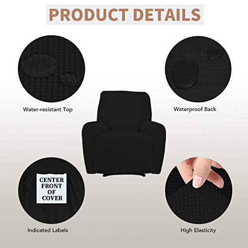 Easy-Going 100% Dual Waterproof Recliner Loveseat Cover, 6-Pieces Stretch Relining Sofa Cover with Pocket, Jacquard 2 Seat Sofa Slipcover Leakproof Washable (Loveseat, Wine)