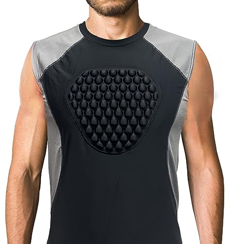 Youper Adult Padded Chest Protector Shirt, Heart-Guard/Sternum Protection for Baseball, Football, Lacrosse & Goalies (X-Small, White/Camo)