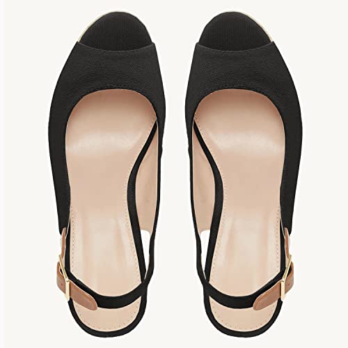 Juliet Holy Womens Ankle Strap Espadrille Wedges Round Open Toe Platform Slingback Slip on Peep Toe Sandals Comfort Summer Shoes