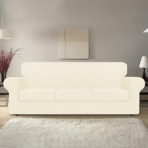 KEKUOU 4 Pieces Stretch Couch Covers for 3 Cushion Couch Sofa pet Friendly,2024 Newest Sofa Covers Washable Soft Elastic Dogs Furniture Protector(Sofa,Navy Blue)