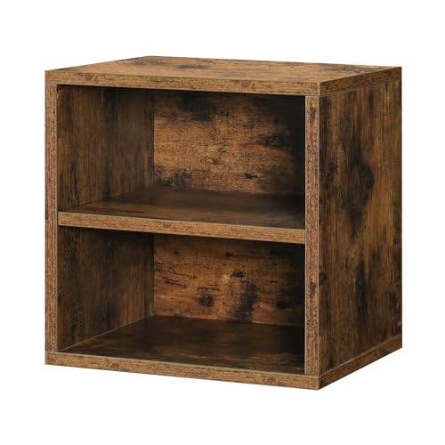 FUSUNBAO Magic DIY Cube Storage Organizer Stackable Cubes for Home Books Clothes Toy -Modular Cubby Storage System -Stackable Storage Cubes-Bookcase Closet (Antique Brown, 1 Layer Cube)