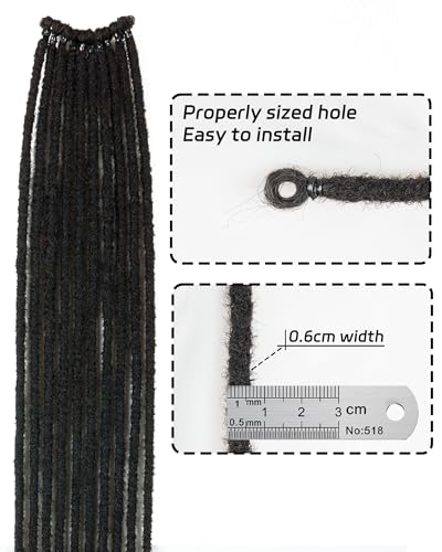 24 Inch Dreadlock Extensions 0.6 cm Width 20 Strands-Natural Black,Soft Hippie SE Dreads Synthetic Loc Extensions for Women and Men(24"-2 Packs,1B)