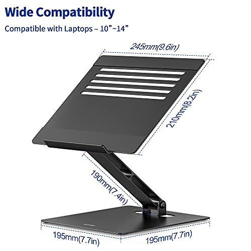 Besign LSX5 Aluminum Computer Stand, Ergonomic Adjustable Notebook Riser Holder Compatible with Air, Pro, Dell, HP, Lenovo More 10-14" Laptops (Black)
