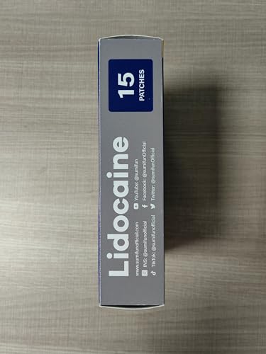 Sumifun 4% Lidocaine Patches Plus 1% Menthol - 15 Counts Maximum Strength OTC Pain Relief Patches for Back Ache Stiff Neck Joint Pain Muscle Soreness Topical Analgesic