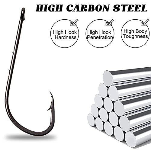 AGOOL Baitholder Fishing Hooks, 50/150pcs Bait Holder Hooks Barbed Shank Beak Long Shank Hooks Offset Shank with 2 Barbs J Hooks Snelled Hooks Bait Keep Hooks for Saltwater Freshwater Fishing