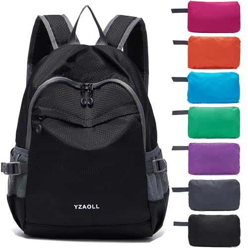 YZAOLL 25L Lightweight Packable Hiking Backpack Waterproof Hiking Daypack for Women Men Gym Backpack Travel Camping Vacation,Black