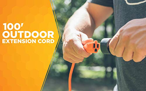 Southwire Light Duty Extension Cord, 100Ft, 16 Gauge, 3 Conductor, Outdoor Extension Cord, SJTW, Orange, 2309SW8803