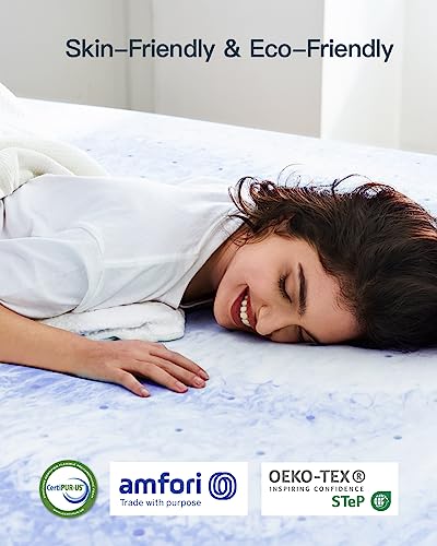 PERLECARE 2 Inch Memory Foam Mattress Topper Twin, Cooling Gel Infused Mattress Pad, Ventilated Bed Topper for Pressure Relief Back Pain, CertiPUR-US Certified, Purple