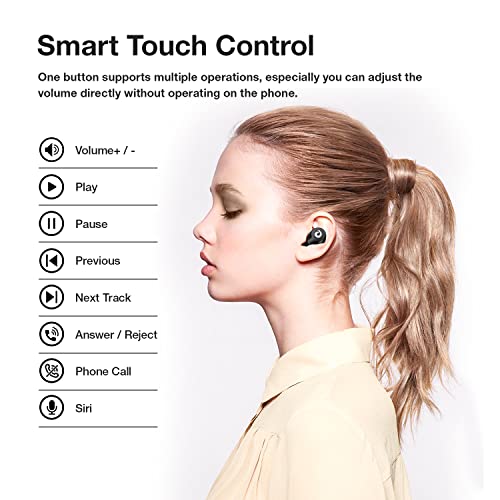 Hikapa X9 Wireless Earbuds Bluetooth 5.3 Headphones Waterproof Stereo Earphones in Ear Touch Control with Microphone Headset with Deep Bass for Sport, Gaming and Running(Black)