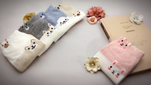 GotYourToes | Womens Teen Girls | Cute Dog Cat Rabbit Bear Animal Print | Ankle Socks | Great Gifts | 5 Pairs (Oh Happy Day