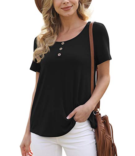 Feiersi Women's Long Sleeve Tops Casual Soft Comfy Blouse Loose Buttons Up T Shirts(Wine Red,Small)