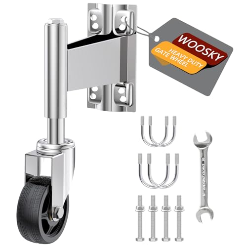 WOOSKY Spring Loaded Tube Gate Casters 4” Heavy Duty Gate Caster Wheels with Hardware for Tube Gates, Metal Gates, Wooden Gates, Fence Gates, Swing Gates, 330 Lbs Load Capacity