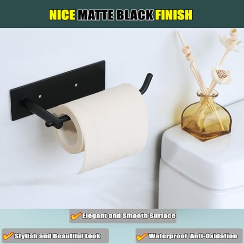 Alise Black Toilet Paper Holder,Bathroom Tissue Holder Toilet Paper Roll Holder Storage Dispenser,SUS304 Stainless Steel Paper Rack,Wall Mount with Self-Adhesive and Screws Drilling,GWLD5180-B