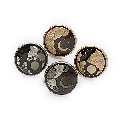 5 PCS Sun Moon Imprint Round Metal Shank Button for Sewing Scrapbooking Clothing Handmade Crafts Accessories (18mm, Golden Moon)