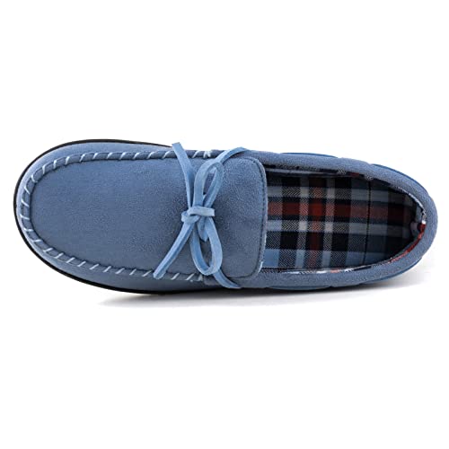 ULTRAIDEAS Men's Luke Microsuede Moccasin Slippers with Tie Indoor Outdoor, Camel, 8