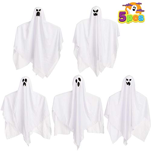 JOYIN 27.5" Halloween Hanging Ghosts (5 Pack) for Halloween Party Decoration, Cute Flying Ghost for Front Yard Patio Lawn Garden Party Décor and Holiday Halloween Hanging Decorations