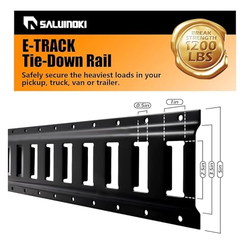 SALUINOKI 4Pack 1ft E Track Rails Tie Down Etrack Rail with Powder-Coated Steel e-Track for Garages, Workshops E-Tracks Accessories Black