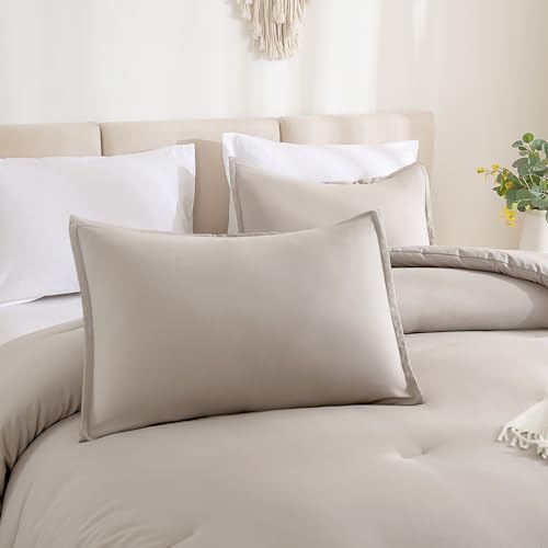 Andency Pink Comforter King Size - 7 Pieces Bed in a Bag King Bedding Comforter Sets, Summer Plain Soft Lightweight Comforter with Fitted Sheets, Flat Sheets, Pillowcases & Shams