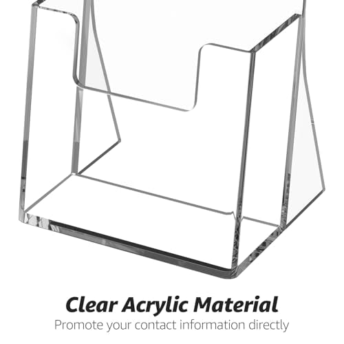MaxGear Acrylic Brochure Holder 4 inch, Plastic Brochure Holders Clear Countertop Acrylic Literature Holder Flyer Trifold Holder Plastic Display Stand For Pamphlet, Booklet, Magazine, Menu, 2 Pack