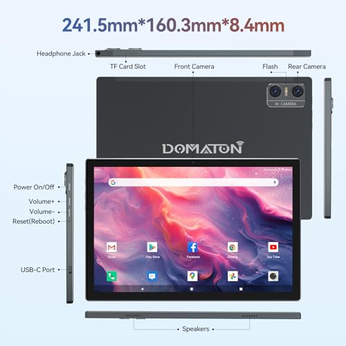 Android 14 Tablet 2024 Newest Tablets, 10 inch Tablet (4+4)GB RAM 64GB ROM 1TB Expand, 2 in 1 Tablet with Keyboard, Case, Stylus, Octa-Core Tablet PC, WiFi 6, Bluetooth, Dual Camera,7000mAh Battery