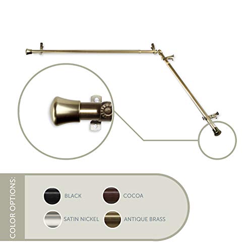 Rod Desyne 13/16" Corner Curtain Rod, 28-48 inch, Antique Brass