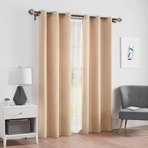 KAMANINA 1 Inch Double Curtain Rod 36 to 72 Inches (3-6ft) Bronze Telescoping Curtain Rods for Windows, Heavy Duty Dual Drapery Rods with Marbled Finials