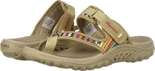 Skechers Women's Reggae-Mad Swag-Toe Thong Woven Sandal, Navy, 10