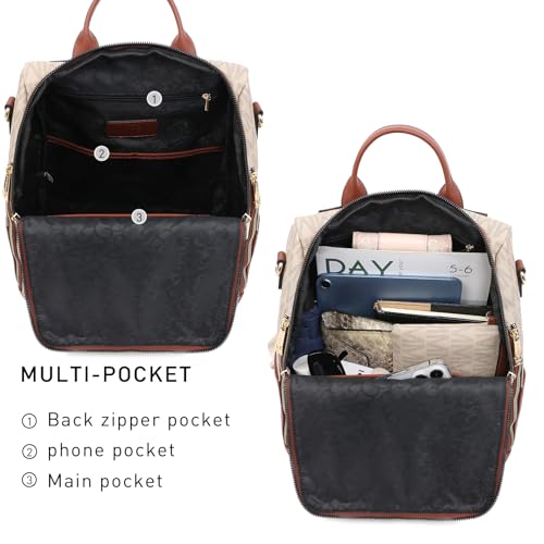MKP Women Fashion Backpack Purse PU Leather Convertible Medium Ladies Rucksack Travel Shoulder Bags Handbag and Purse 2Pcs