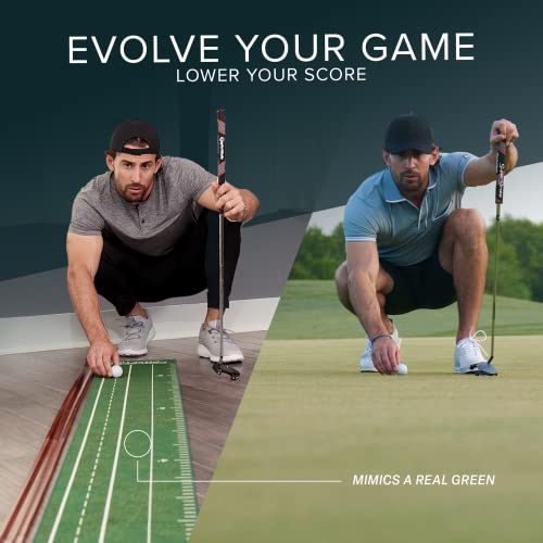 PERFECT PRACTICE XL Putting Mat – 15.5 ft Indoor Golf Putting Green w/ 2 Holes - Putting Matt for Indoors and Outdoors Practice - Golf Training Aid for Home - Golf Accessories and Gifts for Men