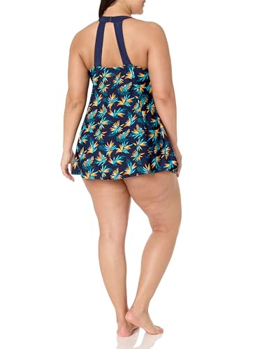 EVANS Women's Plus Size Swim Dress H BK PRT, ALVA