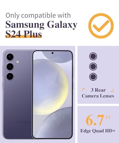 GVIEWIN for Samsung Galaxy S24 Plus Case with Screen Protector+Camera Lens Protector, Clear Stylish Floral Pattern Slim Protective S24+ Plus Cover for Women 6.7" (Twinkle Clear)