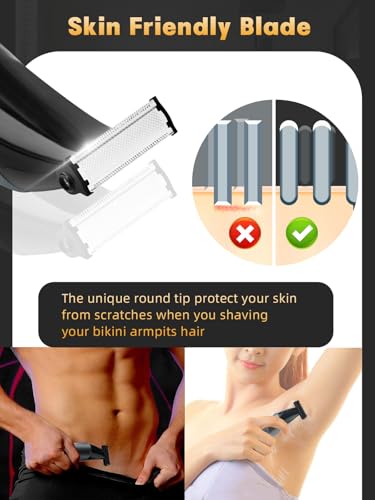 Electric Body Hair Trimmer for Men Women,Waterproof Ball/Groin Trimmer Pubic Body Shaver,100Mins Trimming Time,Wet/Dry Body Groomer with 3 Attachment Blade Heads for Beard Armpit Chest Bikini Leg Trim