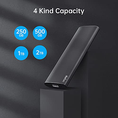 Netac 1TB Portable SSD USB 3.2 Gen 2 (10 Gbps, Type-C) External Solid State Drive Backup Slim Portable Drive for File Storage/Business Travel Essential, Rapid Read & Write Low Noise, Zslim