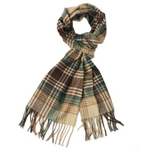 TZ Promise Herringbone Houndstooth Checked Pattern Cashmere Feel Classic Soft Luxurious Winter Scarf For Men Women (Herringbone Beige)
