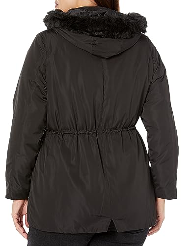 EVANS Women's Plus Size Coat Fur Lightweight, Black