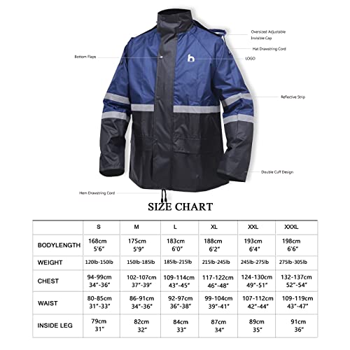 Rain Suits, High Visibility Reflective Safety Jacket, Lightweight Rain Gear, Waterproof Rain Jacket with Pants(Blue Small)