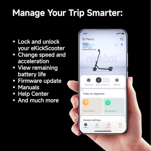 Segway Ninebot E2 Plus II Electric Scooter, 15.5 MPH, 16 Miles Max Range, Front Suspension, 8.1" Shock-Absorbing Tires, Dual Brakes, Scooter for Adults, UL-2272 2271 Certified