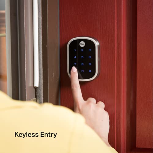 Yale | LiftMaster Smart Touchscreen Deadbolt with Keypad Lever (Satin Nickel) & myQ Chamberlain Smart Garage Door Hub, Bundle
