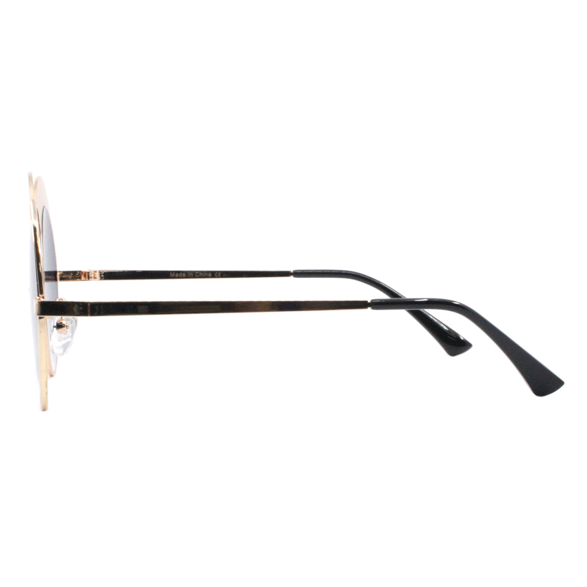 Rainbow Top Sunglasses Gold Round Circle Oversized Festival Shades UV 400 Smoke