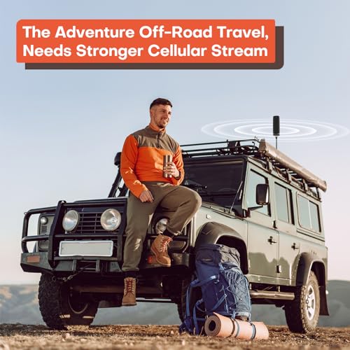 HiBoost Cell Phone Signal Booster for Overland and Off-road Vehicle | Boosts 5G & 4G LTE for All Carriers - Verizon, AT&T, T-Mobile & More | Folding Antenna Mount | Ultra-stable Booster | FCC Approved