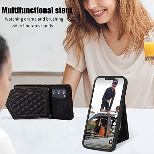 Phone Case for Samsung Galaxy S20 FE 5G 6.5 inch Wallet Cover with Screen Protector and Mirror Card Holder Crossbody Strap Cell S 20 EF UW S20FE5G S20FE 20S S2O Fan Edition 4G G5 Women Girls Men Black