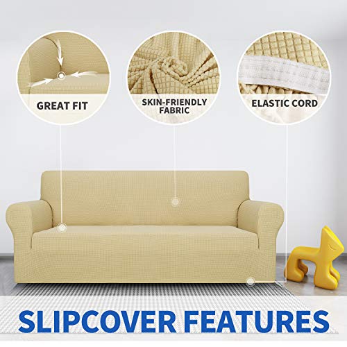 MAXIJIN Chair Covers for Living Room 1 Piece Stretch Sofa Chair Slipcovers with Arms (31"-46") Furniture Protector for Dog Pet Couch Armchair Cover (Chair, Diamond Pattern Light Gray)